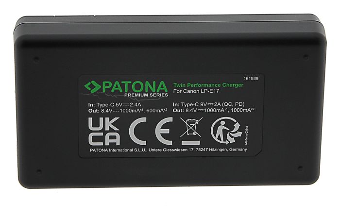 Зарядное устройство Patona Premium Twin Performance PD Charger для 2х аккумуляторов LP-E17