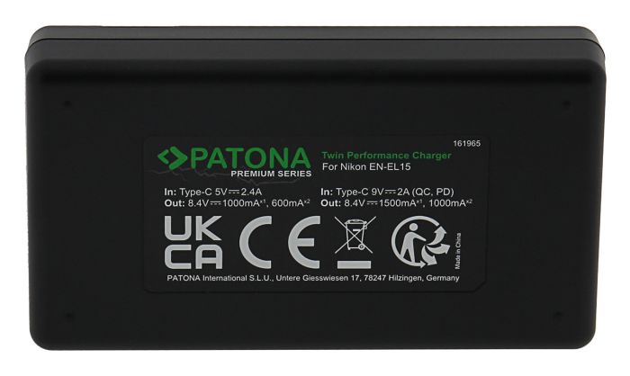 Зарядное устройство Patona Premium Twin Performance PD для аккумуляторов Nikon EN-EL15