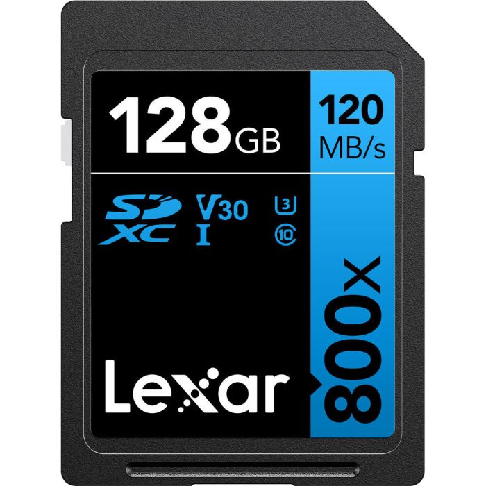 Карта памяти Lexar High-Performance 800x Blue PRO SDXC 128GB UHS-I U3 V30, R 150 МБ/с