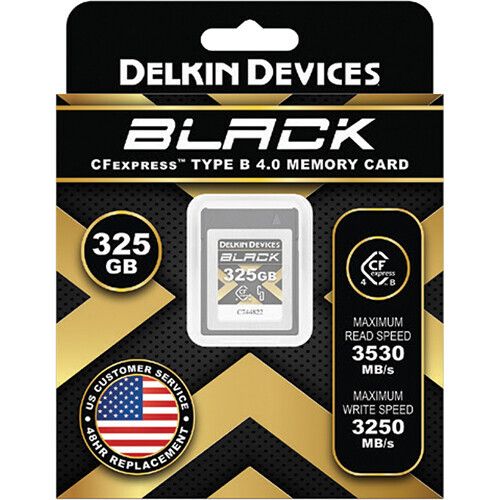 Карта памяти Delkin Devices Black 4.0 CFexpress Type B 325GB, R/W 3530/3250 МБ/с