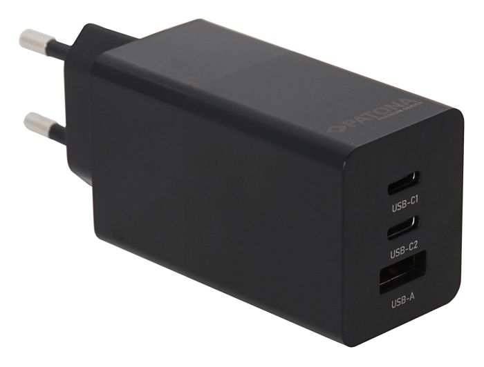 Сетевое зарядное устройство Patona Premium GaN PD65W 2xUSB-C 1xUSB-A