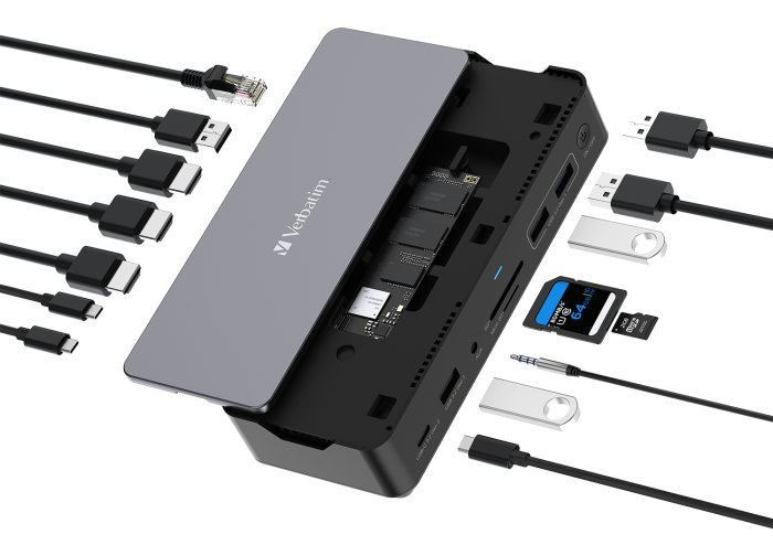 Док-станция Verbatim USB-C Pro Dock CDS-15SSD на 15 портов + 256GB Vi3000 SSD