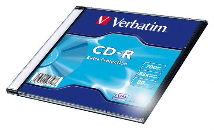 Оптический диск Verbatim CD-R 700MB 52X Extra Protection, Slim Case, 1 шт