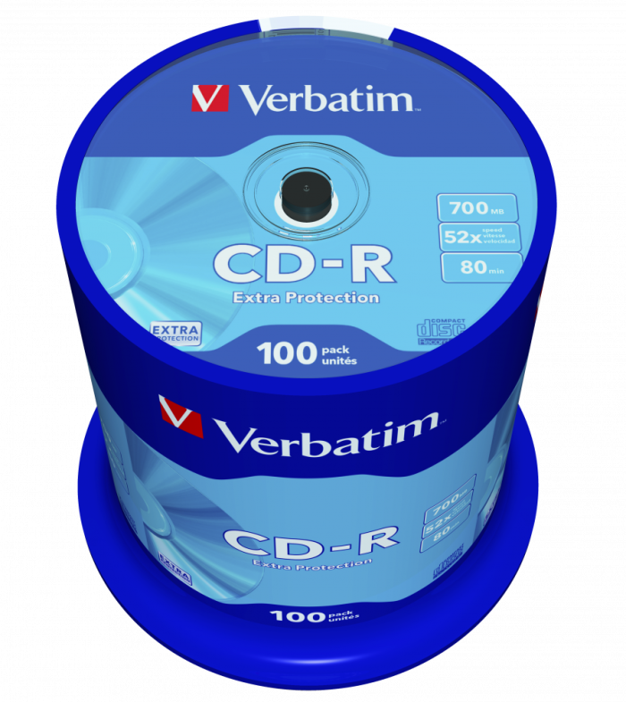Оптический диск Verbatim CD-R 700MB 52X Extra Protection, Spindle, 100 шт