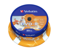 Оптический диск Verbatim DVD-R 4.7GB 16X AZO Wide Inkjet Printable ID Brand, Spindle, 25 шт Оптический диск Verbatim DVD-R 4.7GB 16X AZO Wide Inkjet Printable ID Brand, Spindle, 25 шт