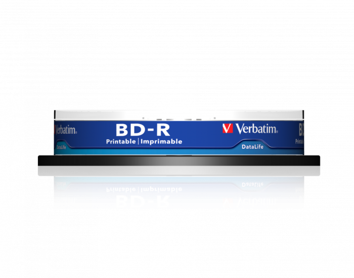 Оптический диск Verbatim BD-R SL 25GB 6X Datalife Wide Inkjet Printable, Spindle, 10 шт