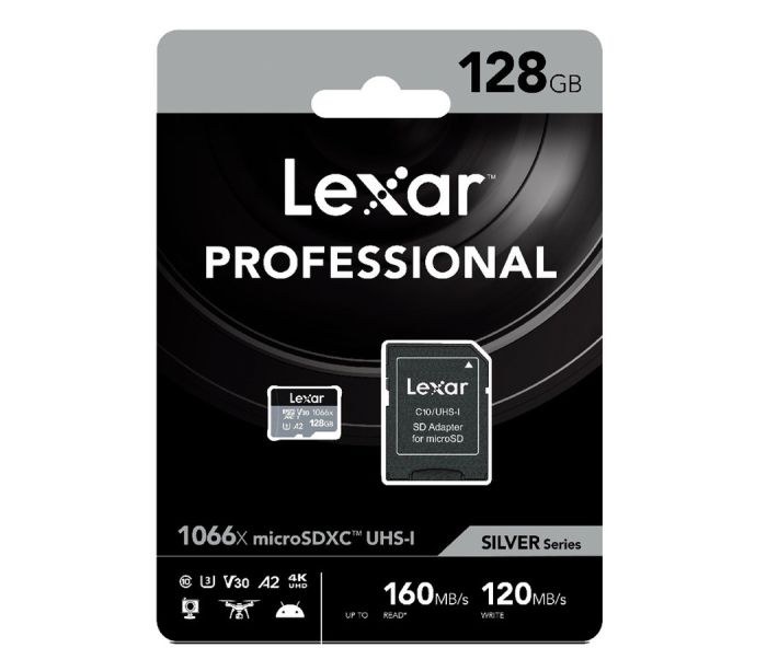 Карта памяти Lexar Professional 1066x Silver microSDXC 128GB UHS-I U3 V30 A2, R/W 160/120 МБ/с