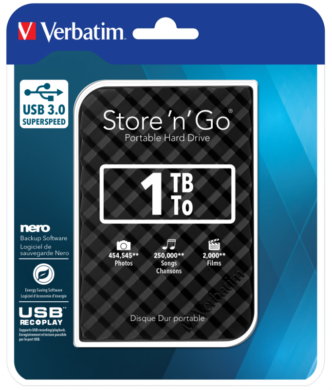 Внешний накопитель Verbatim Store 'n' Go 2.5" HDD USB 3.0 1TB black