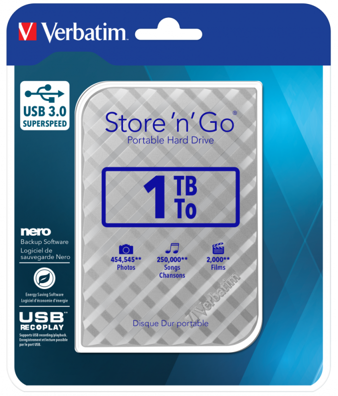 Внешний накопитель Verbatim Store 'n' Go 2.5" HDD USB 3.0 1TB silver