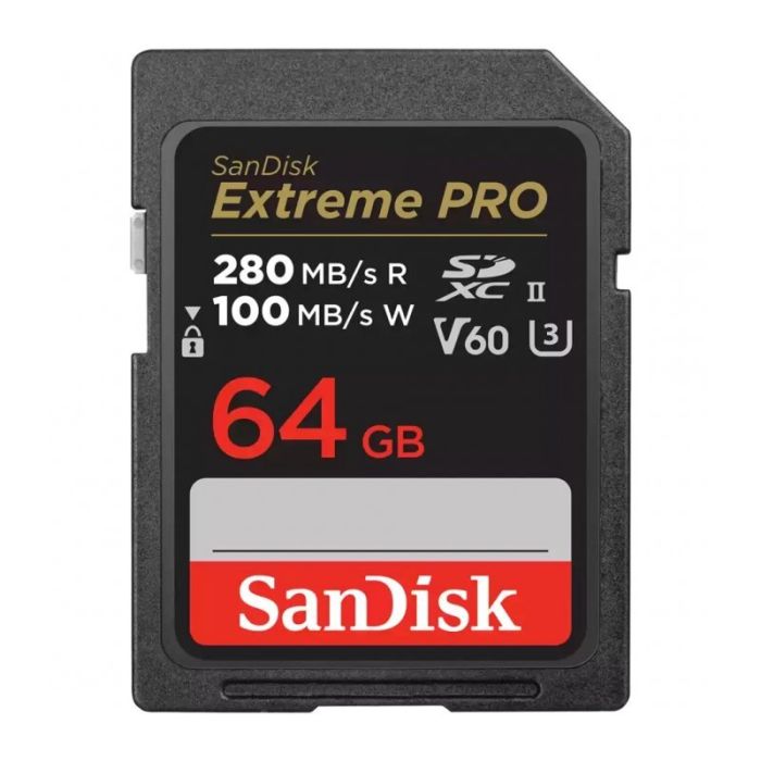 Карта памяти SanDisk Extreme Pro SDXC 64GB UHS-II U3 V60, R/W 280/100 МБ/с