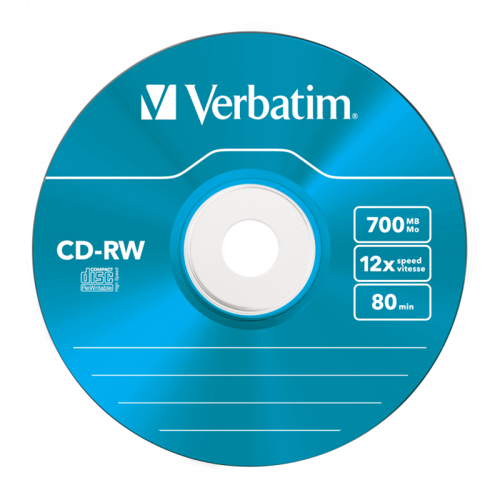 Оптический диск Verbatim CD-RW 700MB 12X Colour, Slim Case, 5 шт