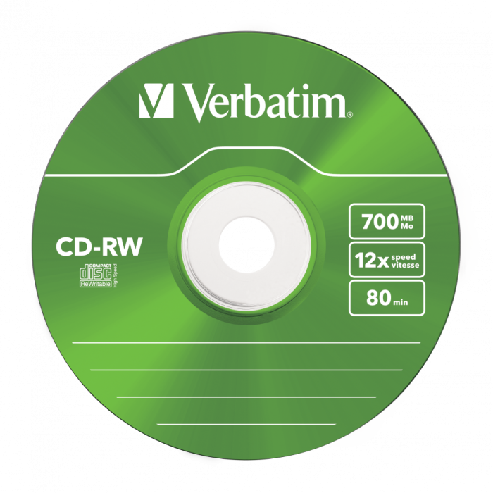 Оптический диск Verbatim CD-RW 700MB 12X Colour, Slim Case, 5 шт
