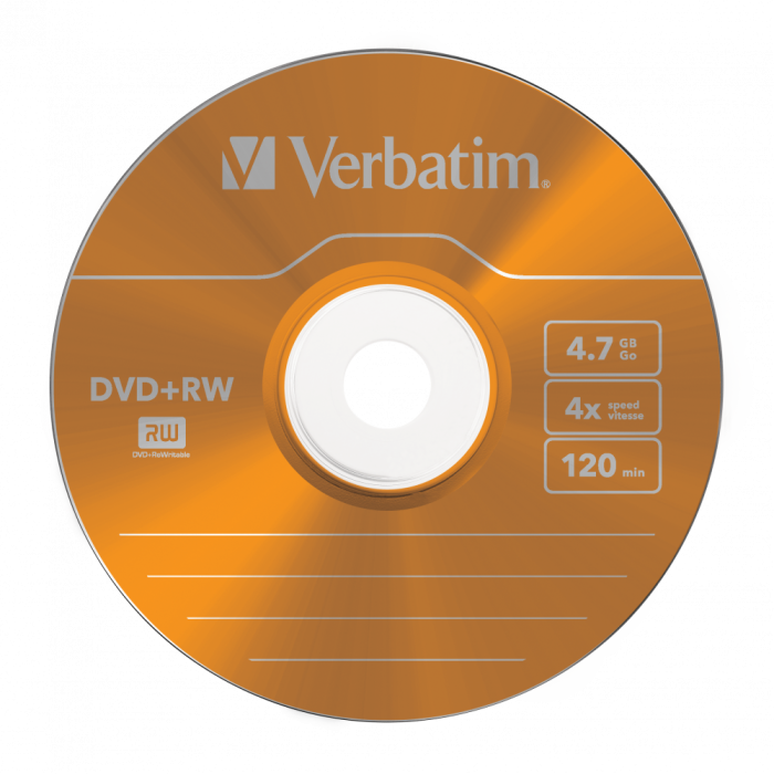 Оптический диск Verbatim DVD+RW 4.7GB 4X SERL Colour, Slim Case, 5 шт