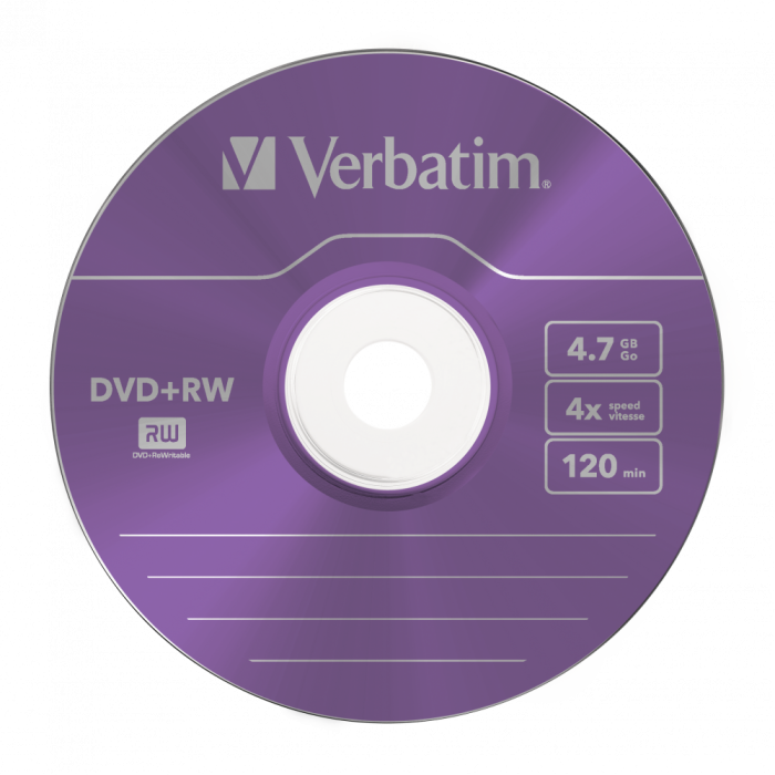 Оптический диск Verbatim DVD+RW 4.7GB 4X SERL Colour, Slim Case, 5 шт