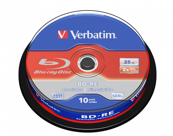 Оптический диск Verbatim BD-RE SL 25GB 2X HardCoat SERL, Spindle, 10 шт