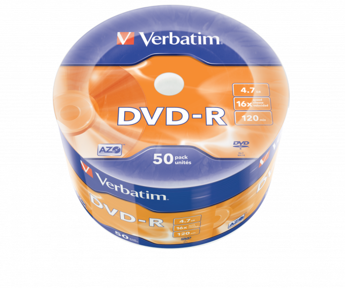 Оптический диск Verbatim DVD-R 4.7GB 16X AZO Matt Silver, Bulk, 50 шт