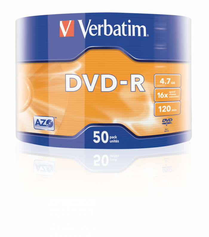 Оптический диск Verbatim DVD-R 4.7GB 16X AZO Matt Silver, Bulk, 50 шт