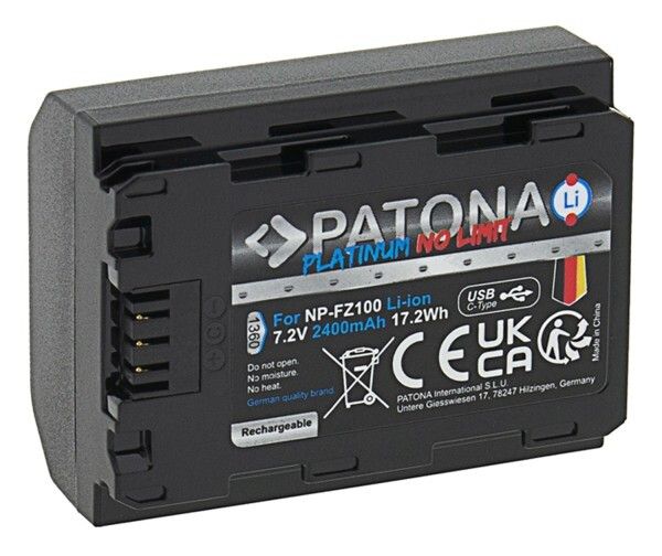 Аккумулятор Patona Platinum аналог Sony NP-FZ100 с зарядкой по USB-C
