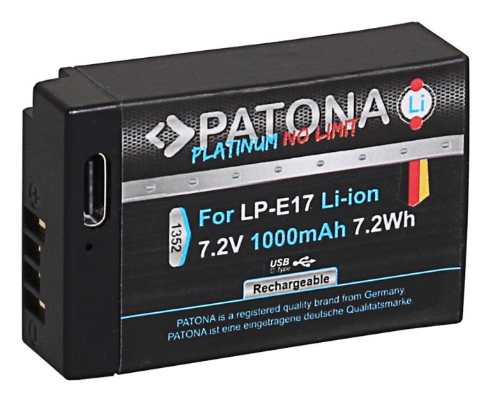 Аккумулятор Patona Platinum аналог Canon LP-E17 с зарядкой по USB-C