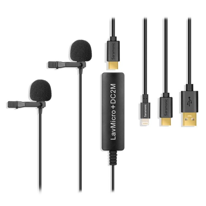 Микрофон петличный Saramonic LavMicro+ DC2M двойной, разъем Lightning, Type-C, USB-A