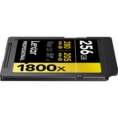 Карта памяти Lexar Professional 1800x Gold SDXC 256GB UHS-II U3 V60, R/W 280/205 МБ/с
