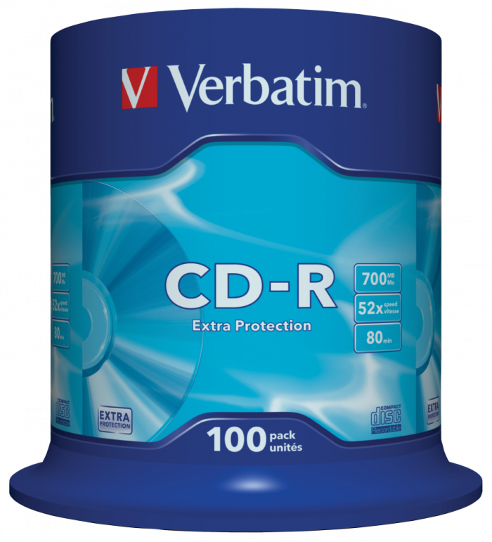 Оптический диск Verbatim CD-R 700MB 52X Extra Protection, Spindle, 100 шт