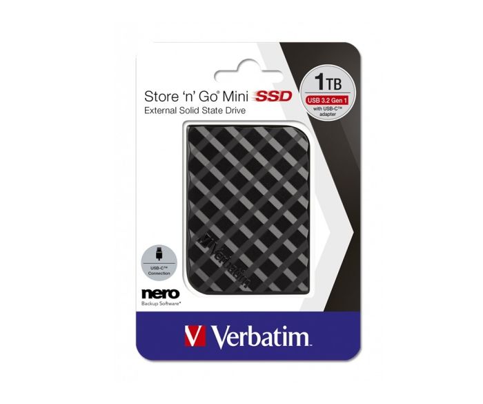 Внешний накопитель Verbatim Store 'n' Go mini SSD USB 3.2 Gen1 1TB, R/W 450/450 МБ/с