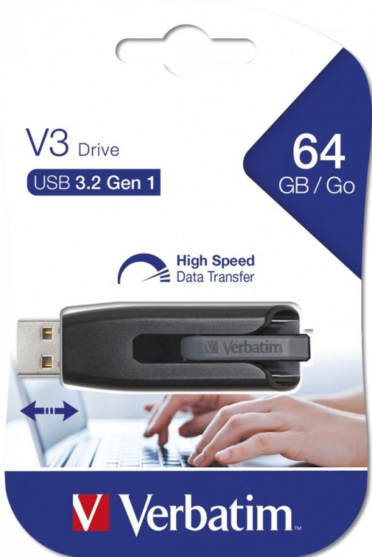 Флеш-накопитель Verbatim V3 64GB, USB 3.2 Gen1, R/W 80/25 МБ/с