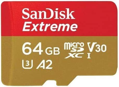 Карта памяти SanDisk Extreme microSDXC 64GB UHS-I U3 V30 A2, R/W 170/80 МБ/с