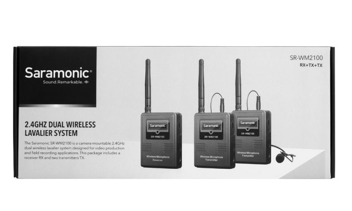 Радиосистема Saramonic SR-WM2100 приемник + 2 передатчика, 2,4ГГц, разъем 3,5 мм