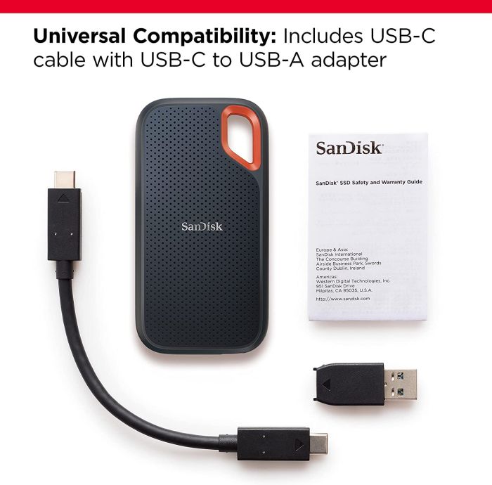 Внешний накопитель SanDisk Extreme Portable SSD V2 USB 3.2 Gen2 Type-C 4TB, R/W 1050/1000 МБ/с