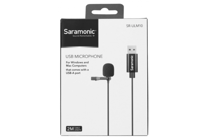 Микрофон петличный Saramonic SR-ULM10 для компьютера с кабелем 2 м, разъем USB