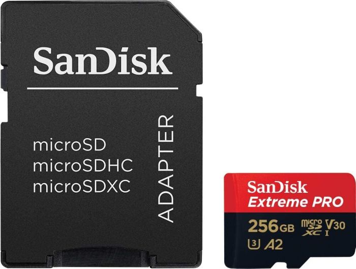 Карта памяти SanDisk Extreme Pro microSDXC 256GB UHS-I U3 V30 A2, R/W 200/140 МБ/с с адаптером
