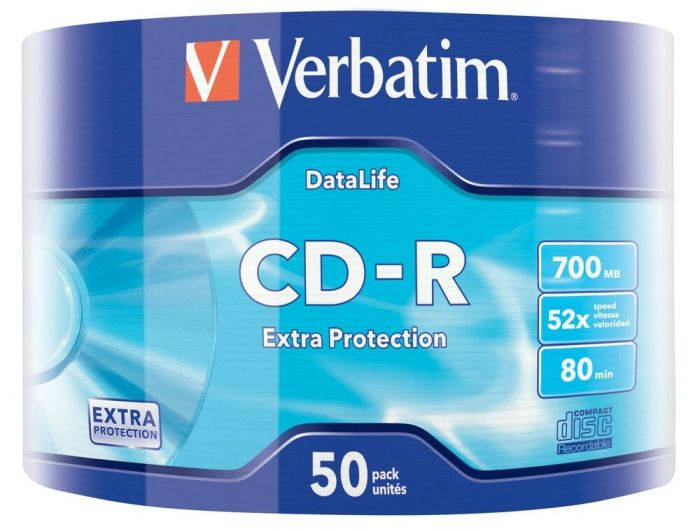 Оптический диск Verbatim CD-R 700MB 52X Extra Protection, Bulk, 50 шт