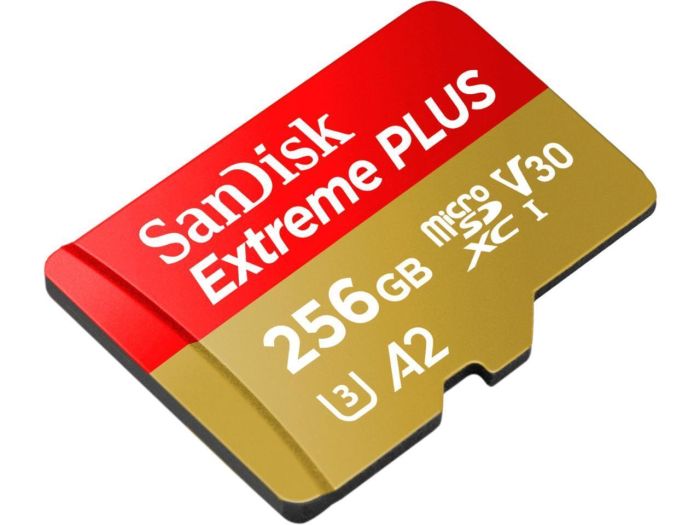 Карта памяти SanDisk Extreme microSDXC 256GB UHS-I U3 V30 A2, R/W 160/90 МБ/с