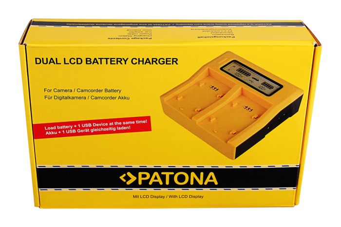 Зарядное устройство Patona Dual LCD USB для 2х аккумуляторов Sony NP-F970